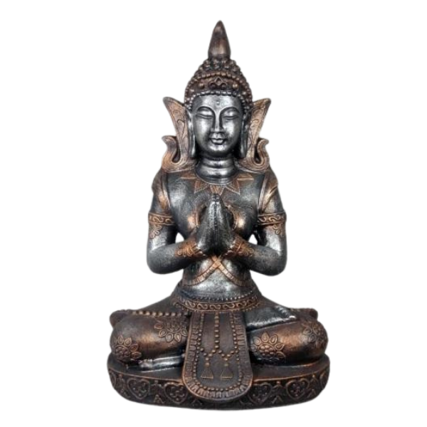 Silver & Copper Anjali Mudra Lotus Buddha