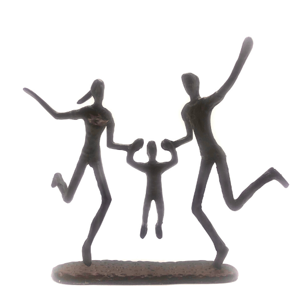 Family of Three Playing Figurine
