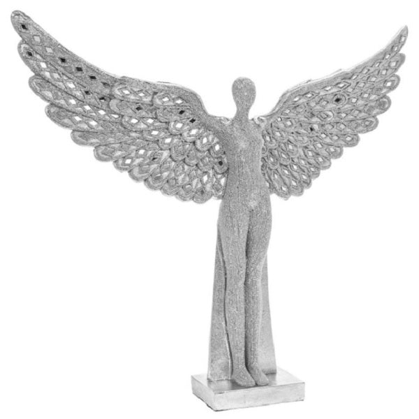 Silver Open Winged Mosaic Angel