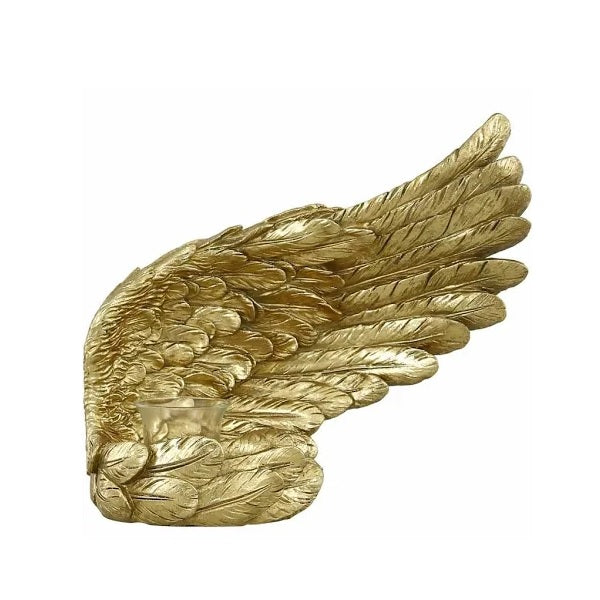 Antique Gold Open Winged Angel Tealight Holder