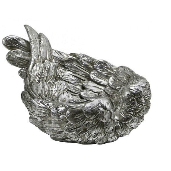 Antique Silver Angel Wing Tealight Holder